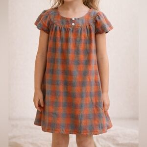Steven Alan Kids Plaid Short Sleeve Flannel dress, size 6
